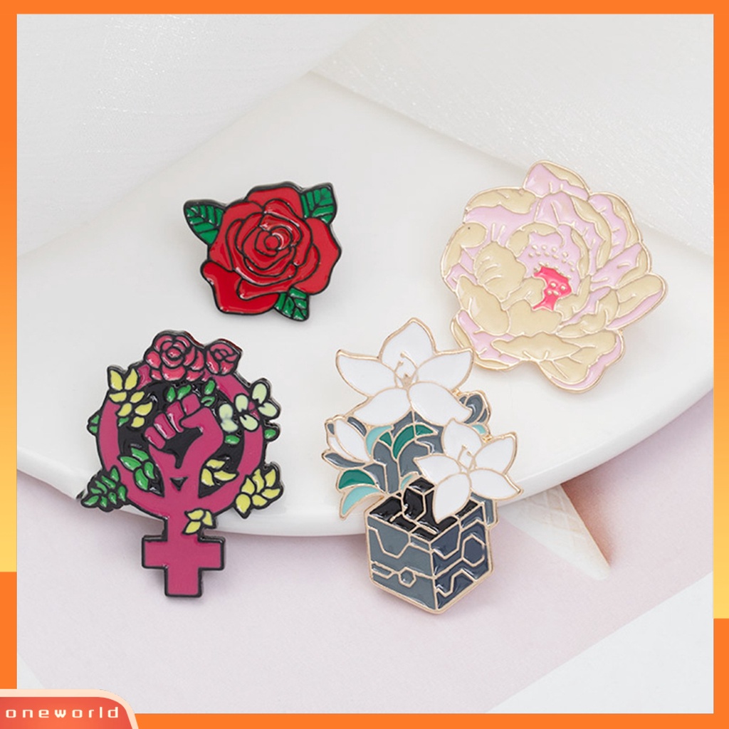[WONE] Ladies Bros Mawar Mengenang Perhiasan Kartun Dicat Bros Lencana Feminisme Perhiasan Hadiah