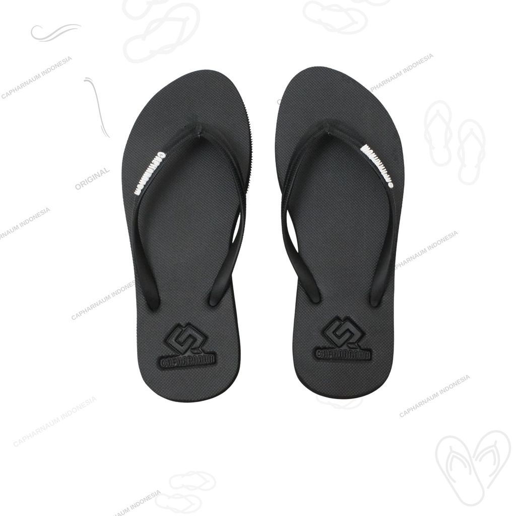 Capharnaum [NICE] Black On Black Sandal Jepit Wanita Simple Cozy