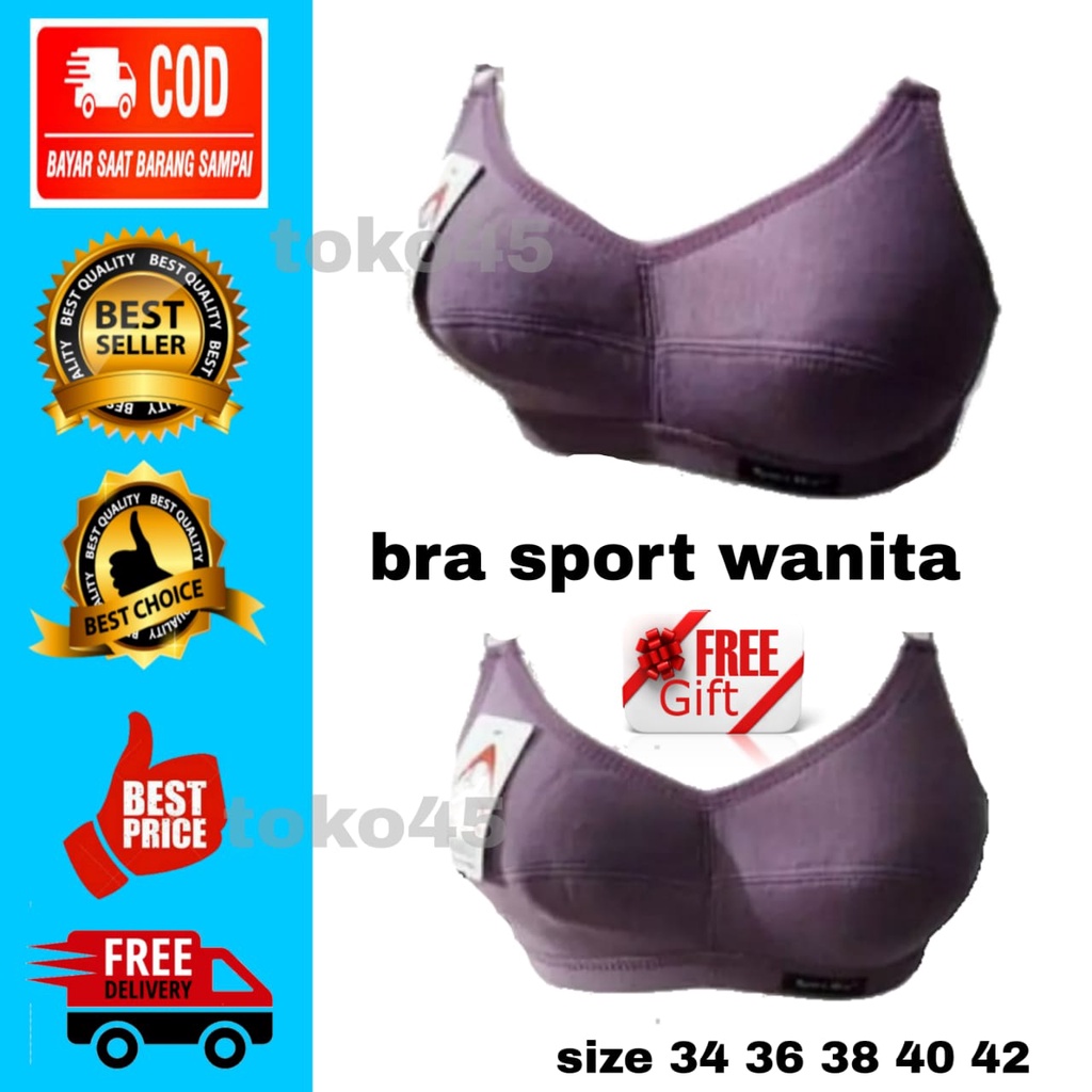 3pcs Termurah Sport Bra Tanpa Kawat Busa Tipis Size 34 36 38 40 42 / BH Pakaian Dalam Wanita Kutang Bahan Katun Lembut COD tokozifa25
