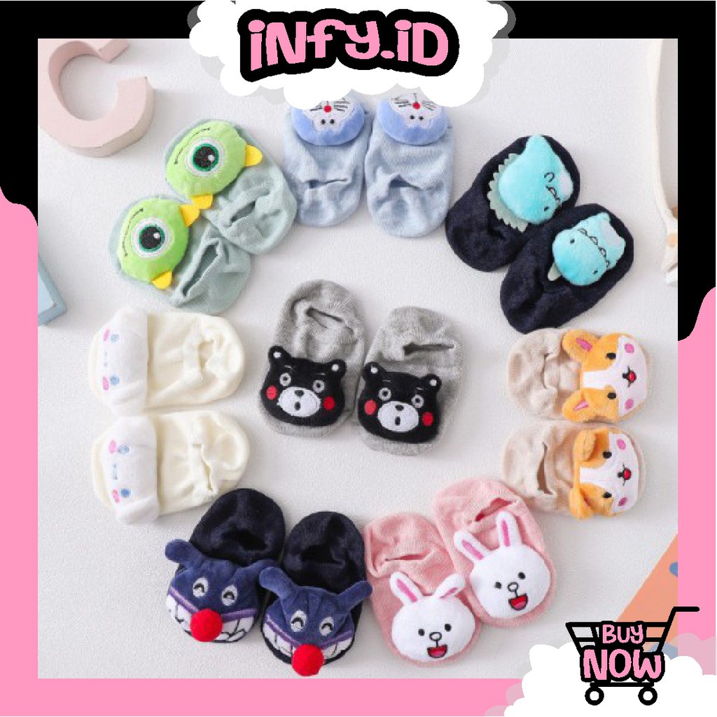 INFY - R306 Kaos Kaki Bayi Motif Hewan Kaos kaki Anak Karakter KaosKaki Anti Slip Baby Socks Animal Cute