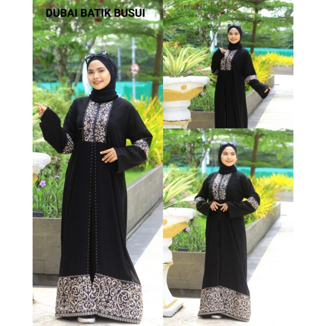 [ gratis ongkir ] pusat grosir abaya gamis dubai batik jetblack