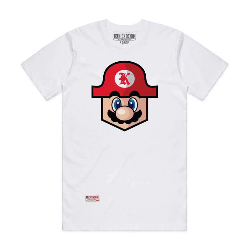 MILIKI KAOS DISTRO Kick Denim The Marios White