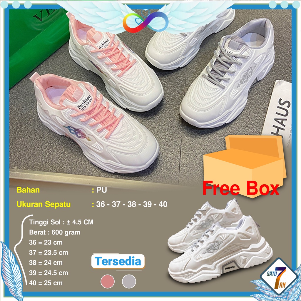 Sepatu Sneakers Wanita Wedges Tali Sepatu Olahraga Fashion Korea Sport Shoes Casual PU Free Box Satu7an SPT-14