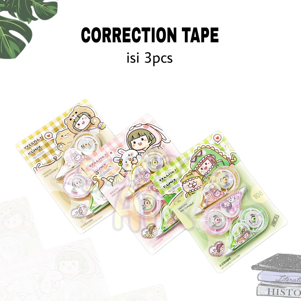 

(Isi 3pcs) Correction Tape / Stipo / Tipe X Pita Funcy