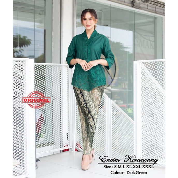 SETELAN KEBAYA PESTA WANITA MODERN ENCIM KERANCANG BORDIR KATUN TOYOBO TANGAN 7/8+ROK PRISKET SIZE S