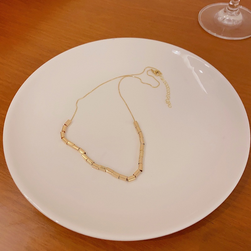 Kalung Baja Titanium Persegi Kecil Wanita Fashion Choker Necklaces
