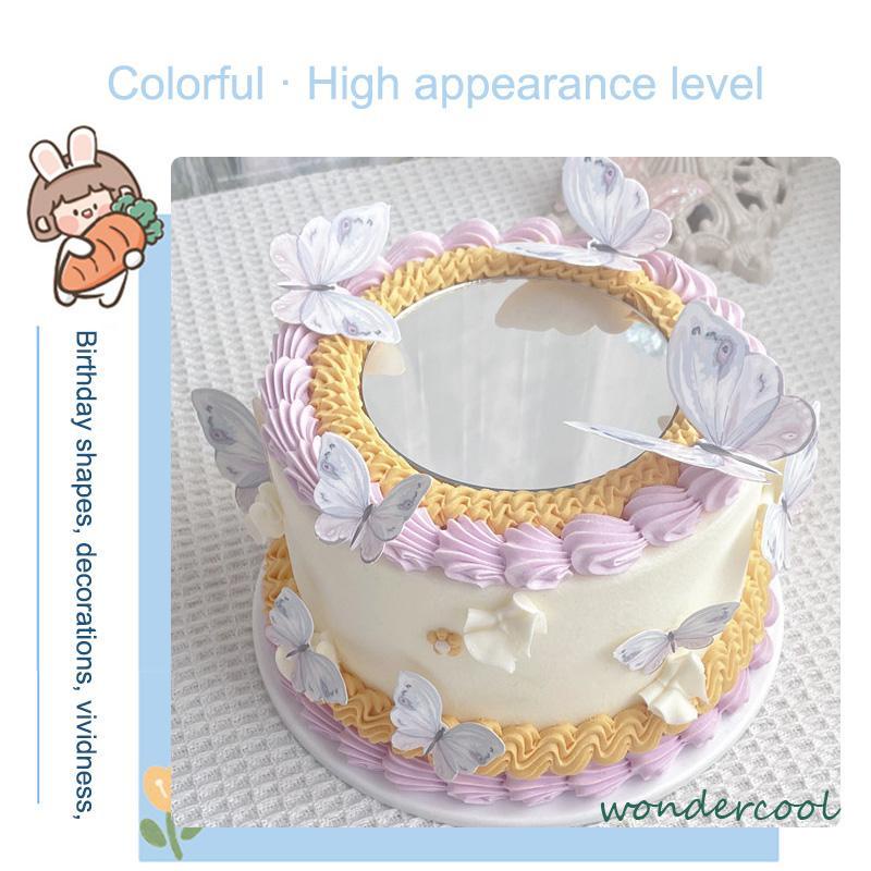 Cake Topper Hiasan Kue kupu Kupu Butterfly Pink Ungu Biru Ulang Tahun-Won