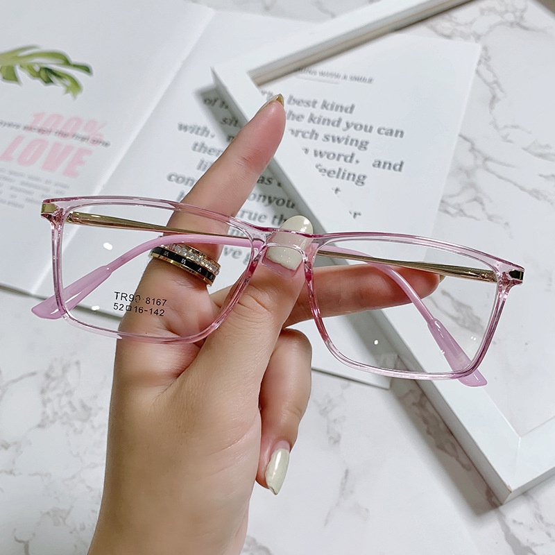 Korean TR90 Kacamata Anti Radiasi Wanita Pria Persegi Panjang Frame Kecil Eyewear