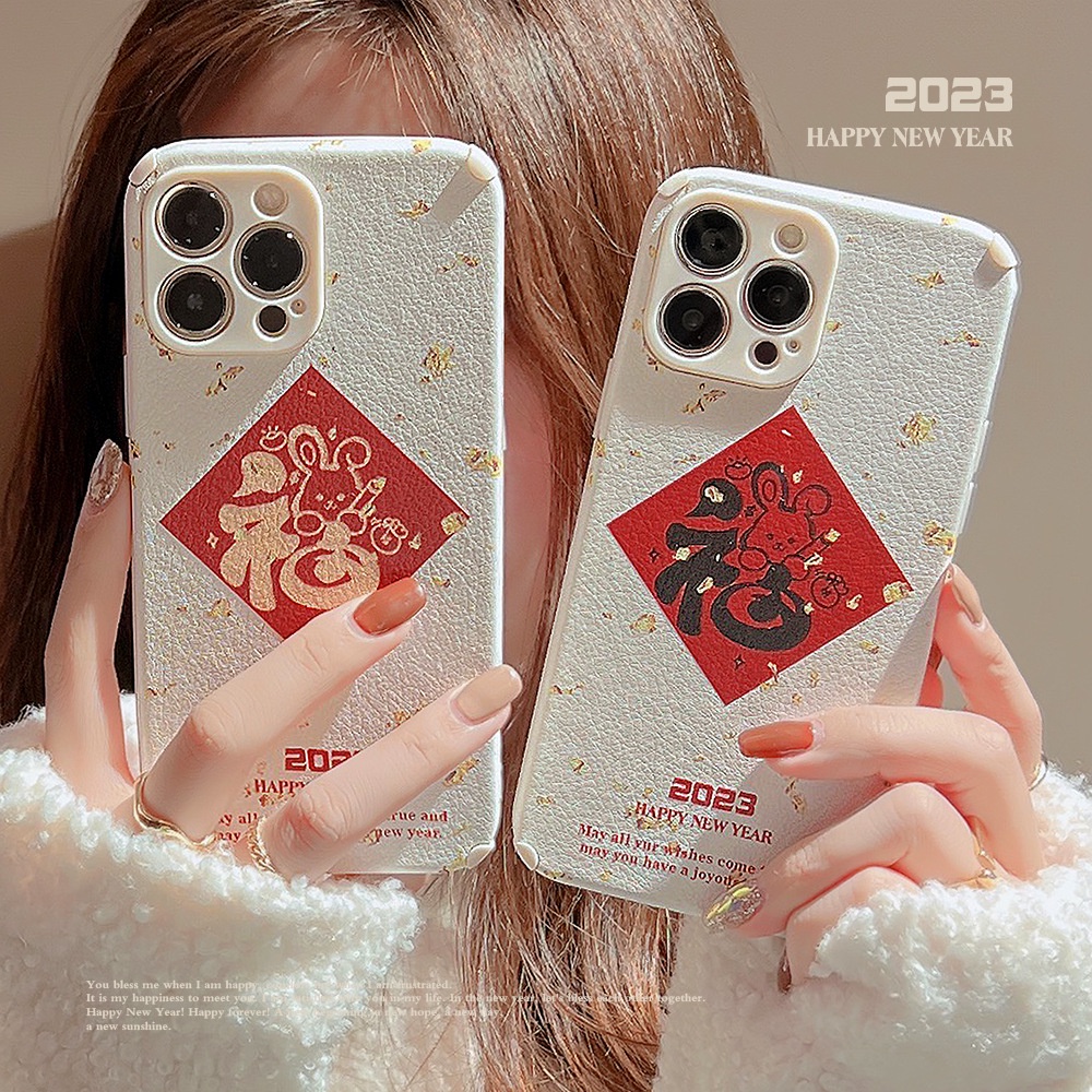 Ins2023tahun Baru Cina Lucu Keberuntungan Kelinci Kartun Silikon Case Untuk Iphone 147x11 12mini 13 PRO MAX Casing Cover Pelindung