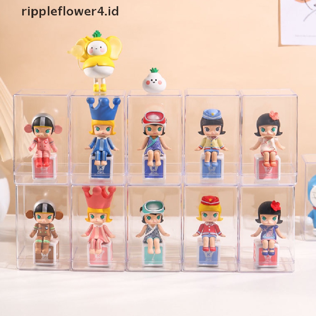 {rippleflower4.id} Stackable Acrylic Mystery Box Storage Display Frame Single Transparan Kotak Boneka Display Stand Case Dust Proof Mainan Koleksi Artcrafts Boxes~