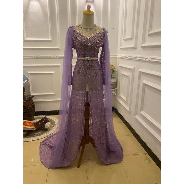 gaun lilac/kebaya ungu muda/kebaya lilac