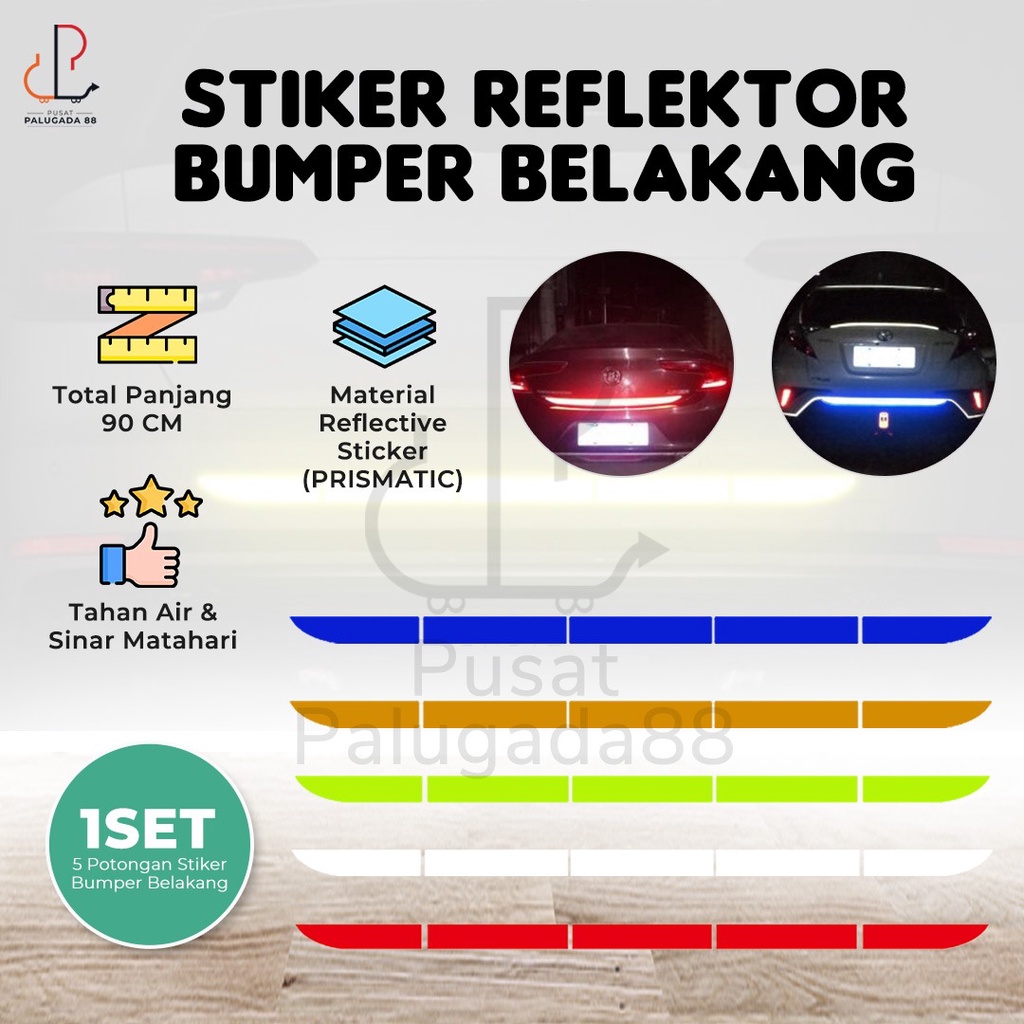 Stiker Reflektor Bumper Belakang Mobil Sticker Reflective 3D Truk 90cm