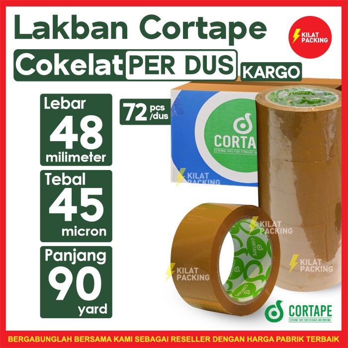 

Lakban Cortape Isolasi Coklat 48mm x 90 yard 1 Dus