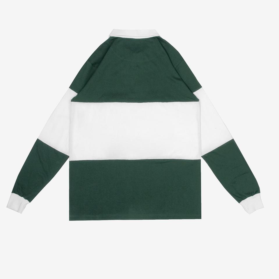 Terbaik SMOOTH BASIC Vintage Rugby Polo Shirt - Green White