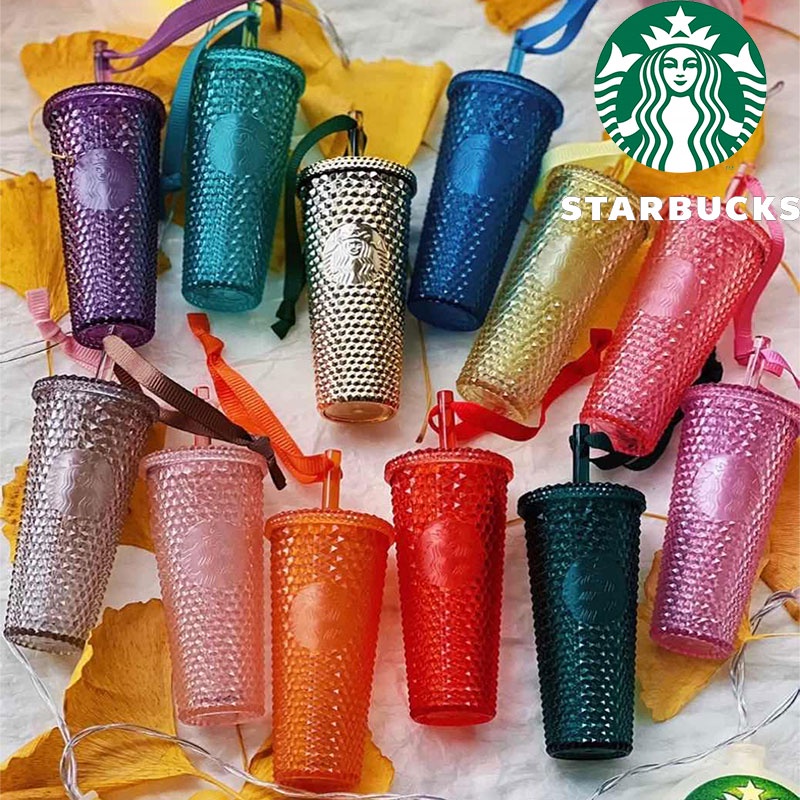 Starbucks Tumbler Hadiah Natal Bling Studded Edition Trenta Original 710ml Frosted Durian Series Cup Starbucks Cup