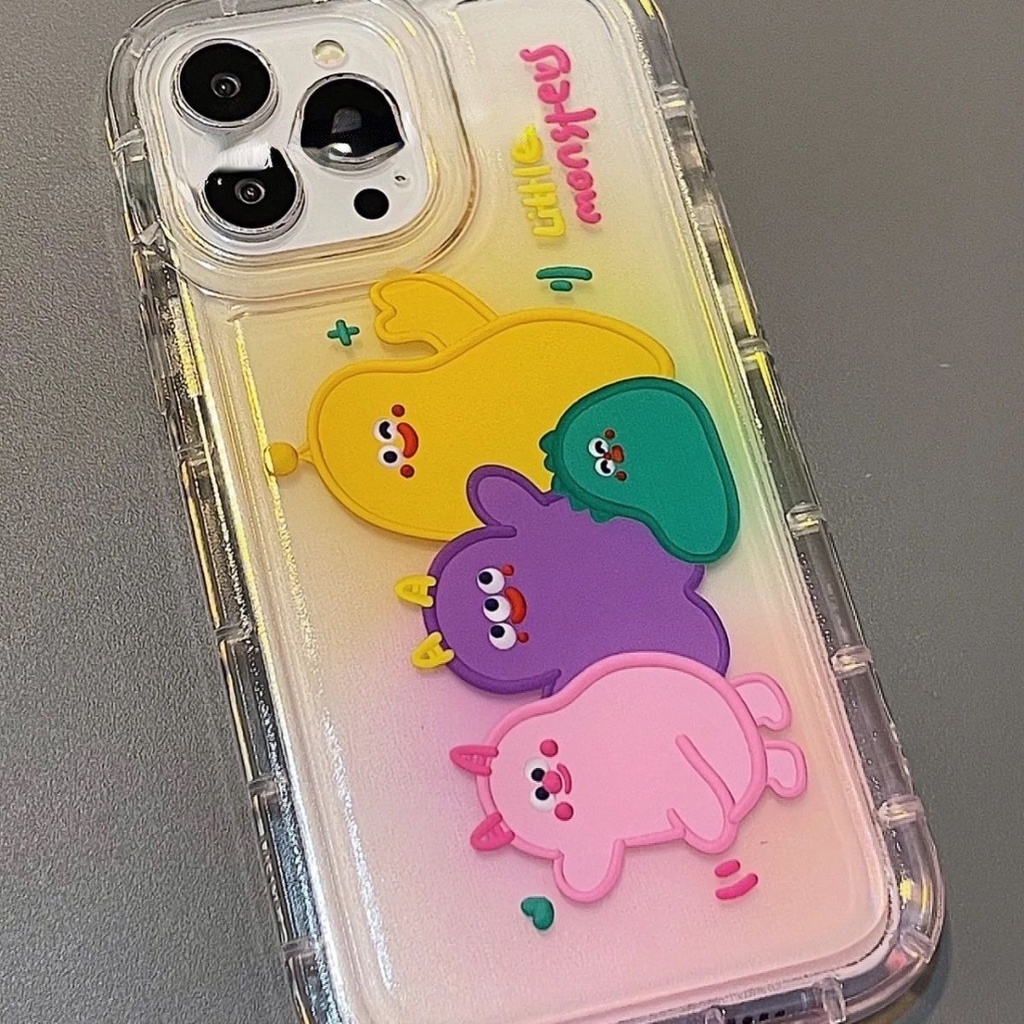 Case Desain Monster Gradasi Warna-Warni Untuk IPhone 12 13 14 11 Pro Max X Xs Max Xr Ddrt