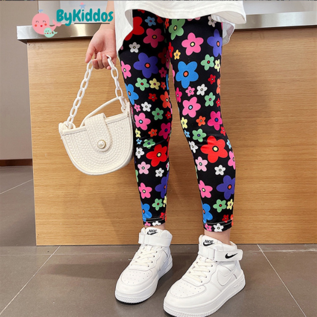 ByKiddos - Legging Katun Impor Stretch Panjang Cetak Motif Lucu Ala Korea Anak Perempuan Import 3-11 Th