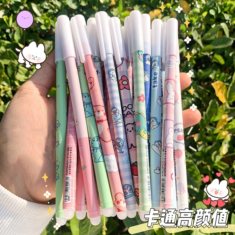 6pc /Set Kawaii Game Kartun Kartun Pena Netral Dihapus 0.5mm Biru Gel Pulpen Pegangan Dapat Dicuci Perlengkapan Kantor Sekolah Anak Statione