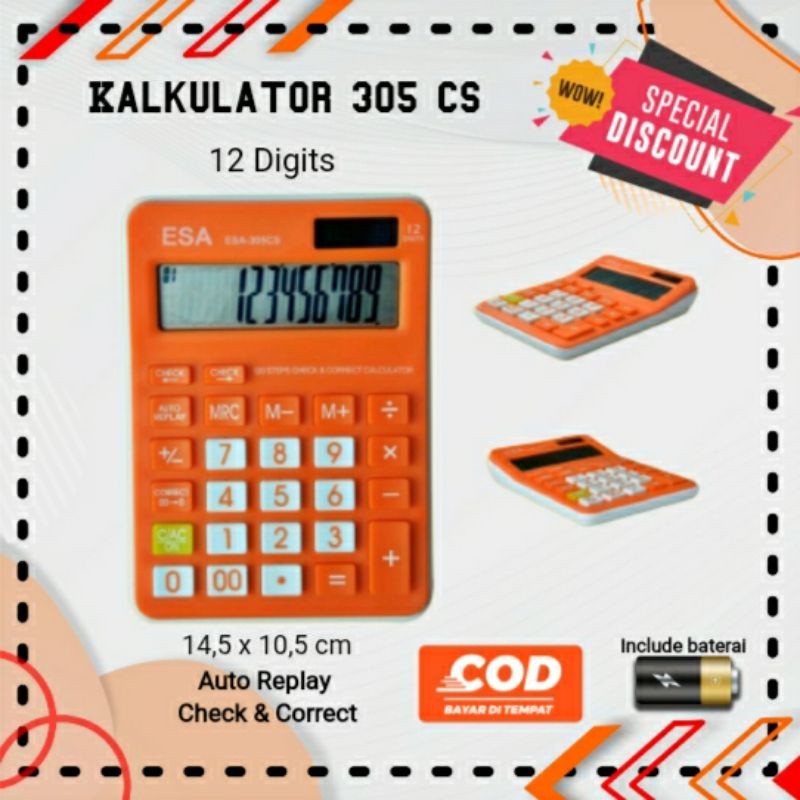 

Cal 12 Digit Kalkulator Office Kantor Check Correct Murah Warna Kakulator Sekolah Free Baterai