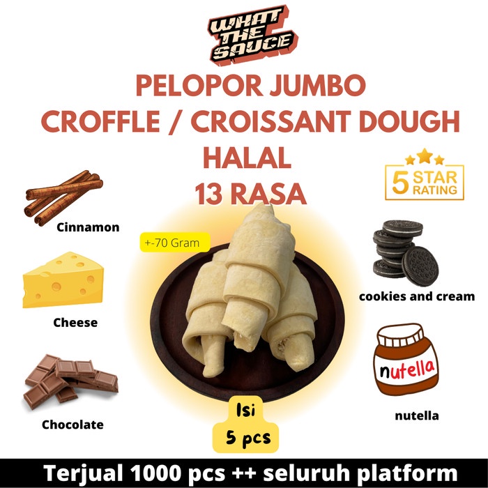 

Croissant Dough Jumbo Croffle Frozen 70g Adonan Croffel Premium Butter - GRADE B