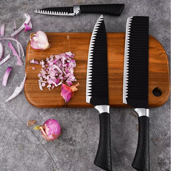 Pisau Stainless Pisau Dapur Baja Set Pisau Gunting Dapur Peeler Kitchen Knife Set 6in1