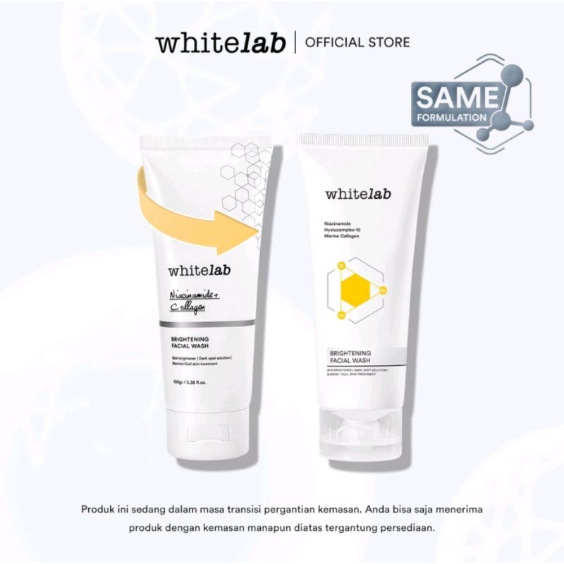 Whitelab Brightening Facial Wash 100gr - Sabun Pembersih Muka Pencerah Pemutih Dengan Niacinamide dan Collagen