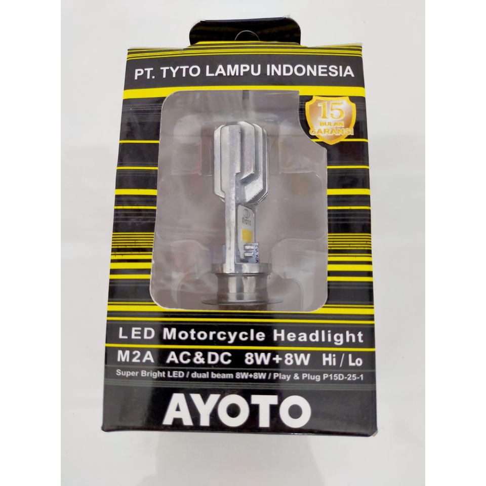 lampu LED AYOTO soket H6 matic bebek Hi Lo 16 w 2 mata AC DC AYOTO M2A 100% Original PT.TYTO