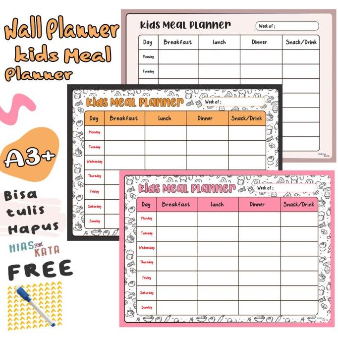 

Wall Planner Kids Meal Planner Agenda Makan Anak Size A3+