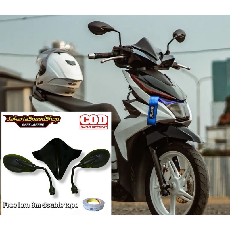 Visor variais honda beat new esp plus kaca spion x1 universal pnp beat new