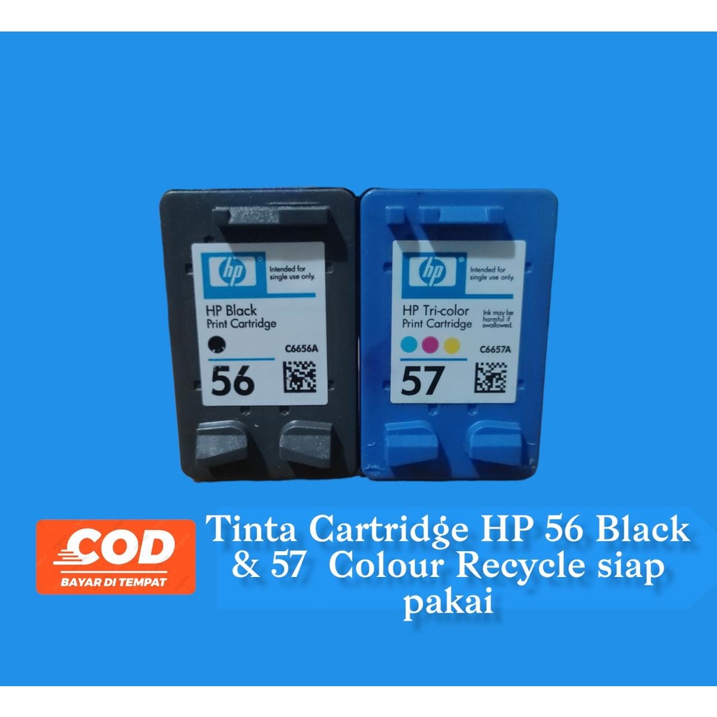 Paket Tinta HP 56 Black + 57 Colour Recycle siap pakai