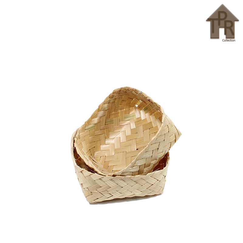 Besek Bambu Kotak Bambu Anyaman Halus Size 18x18x7cm. - Sepasang