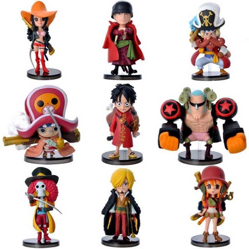 Action Figure One Piece 9 PCS Pirate Suite Model 67 Luffy Zoro Sanji Robin Nami Chopper Franky Brook Ussop