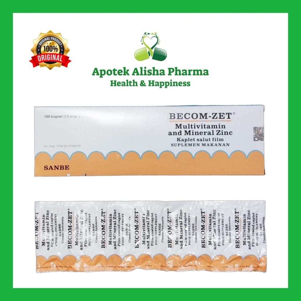 Becom Zet Tablet(Strip 10kaplet)-Becom-Zet Tablet Multivitamin/Mineral/Zinc/Daya Tahan Tubuh/Nafsu Makan/Becomzet/Bekomzet