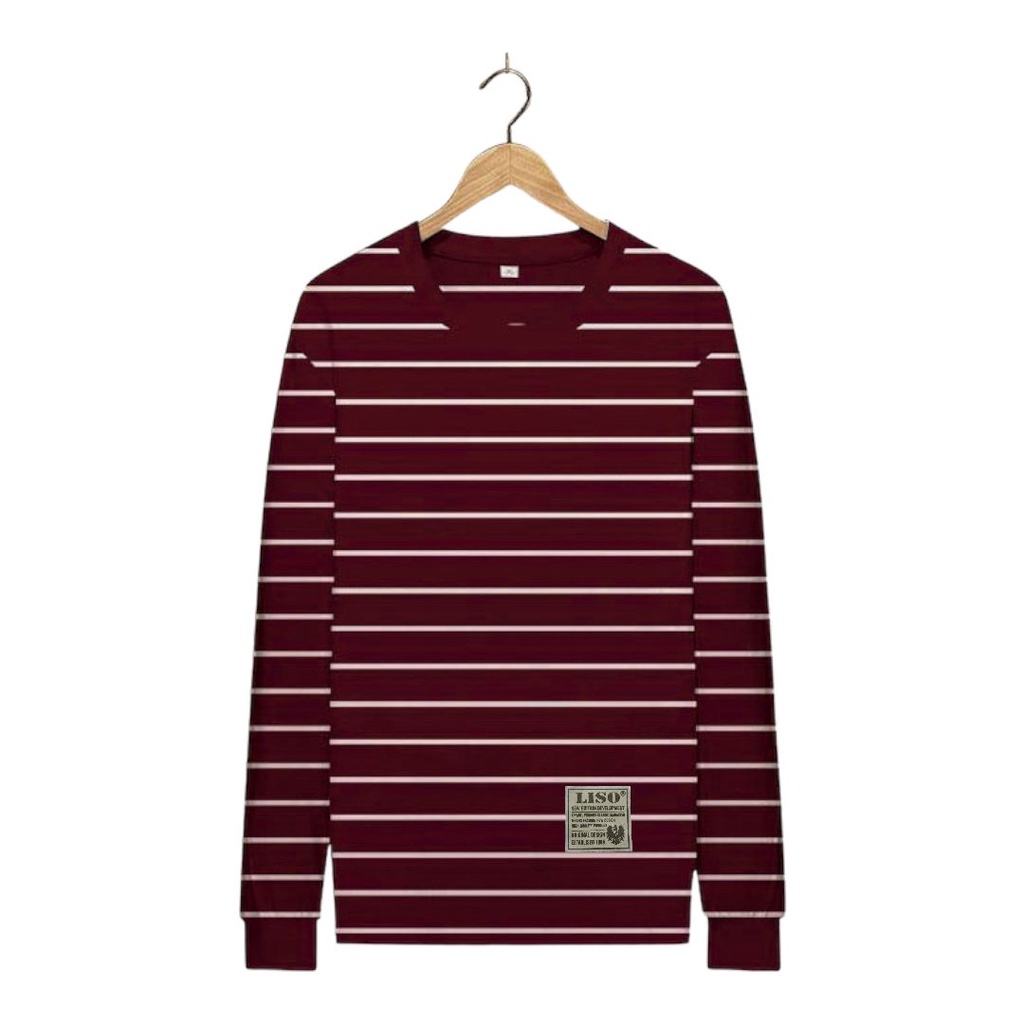 Kaos polos Kaos oblong pria stripe belang belang / atasan baju kaos garis garis lengan panjang