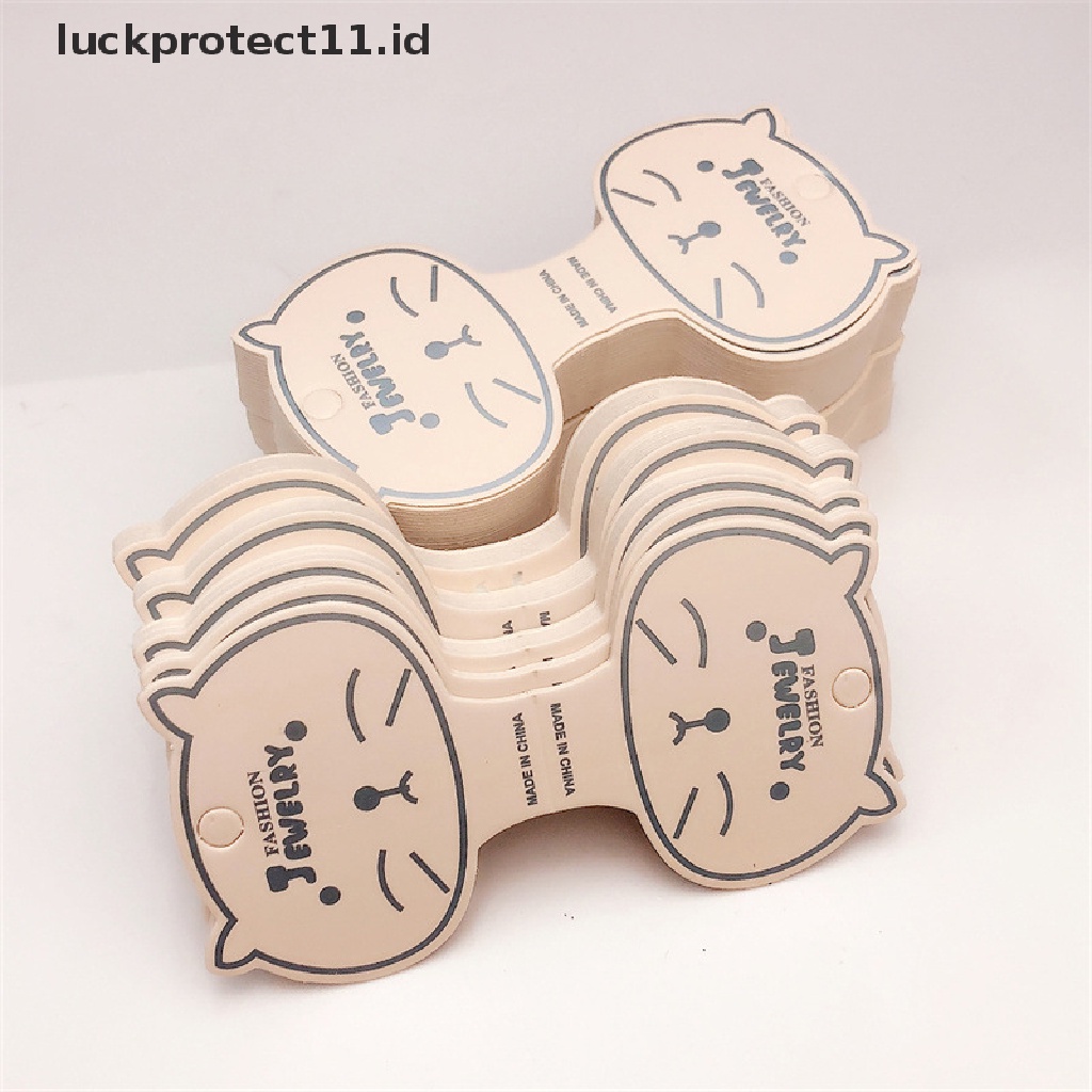 /Fashion Hot// Fashion Hot// 50pcs Kertas Kraft Wajah Kucing Packing Tag Kartu Handmade Rambut Perhiasan Display Cap.