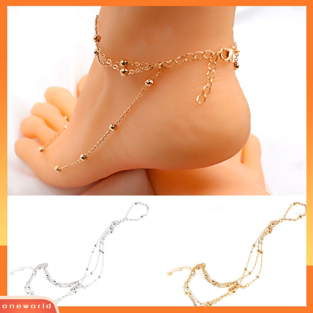 [WONE] Wanita Manik-Manik Mini Simple Multilayer Rantai Adjustable Pantai Gelang Kaki Perhiasan Untuk Pantai