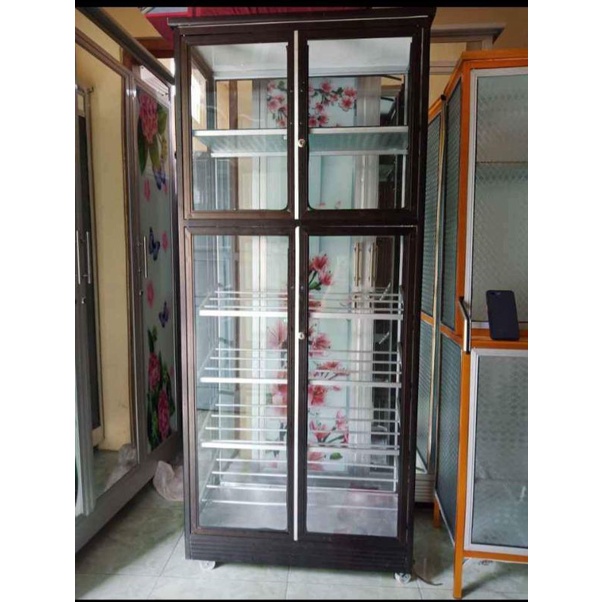 Rak sepatu Alumunium Kaca