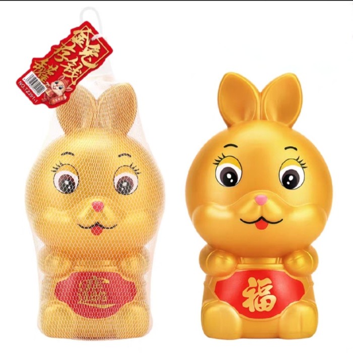 Celengan Kelinci Emas Fu Zhao Cai Jin Bao Murah Kado Souvenir Imlek Ornamen Imlek Harga Grosir Termurah