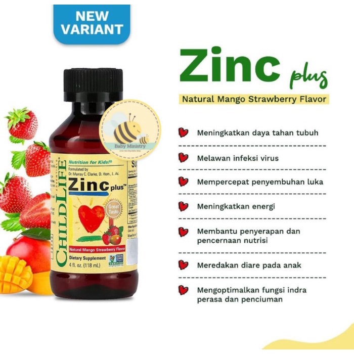 ChildLife Zinc Plus 118ML BPOM / Vitamin Zinc / Vitamin Anak