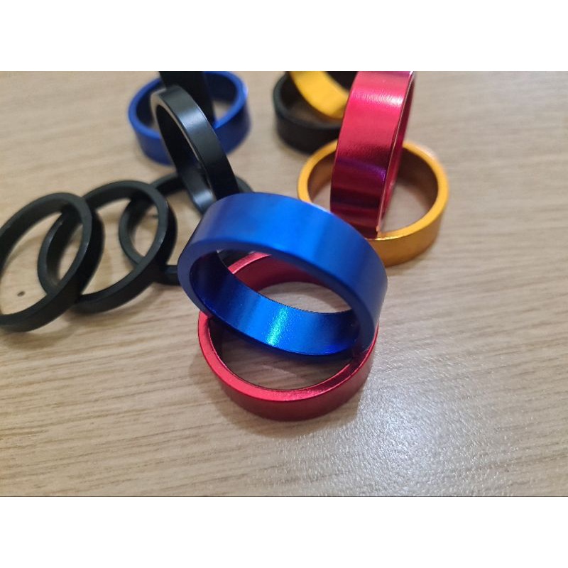 Ring Spacer Spicer Headset Stem Sepeda Ukuran 5mm 10mm 5 mm 10 mm 1cm 0.5cm alloy Aluminium Warna Biru Gold Merah Hitam