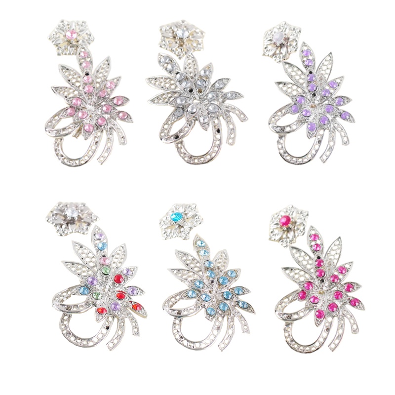 Bros Jilbab Hijab Kepala Kerudung Kebaya Bunga B-110 Brooch Flower Crystal Cantik