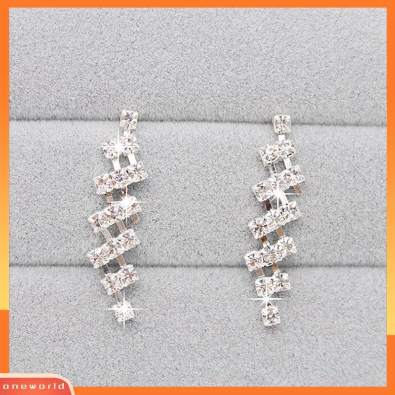 Set Perhiasan Pesta Prom Pernikahan Anting &amp; Kalung Krisa Berlian Buatan Diamante