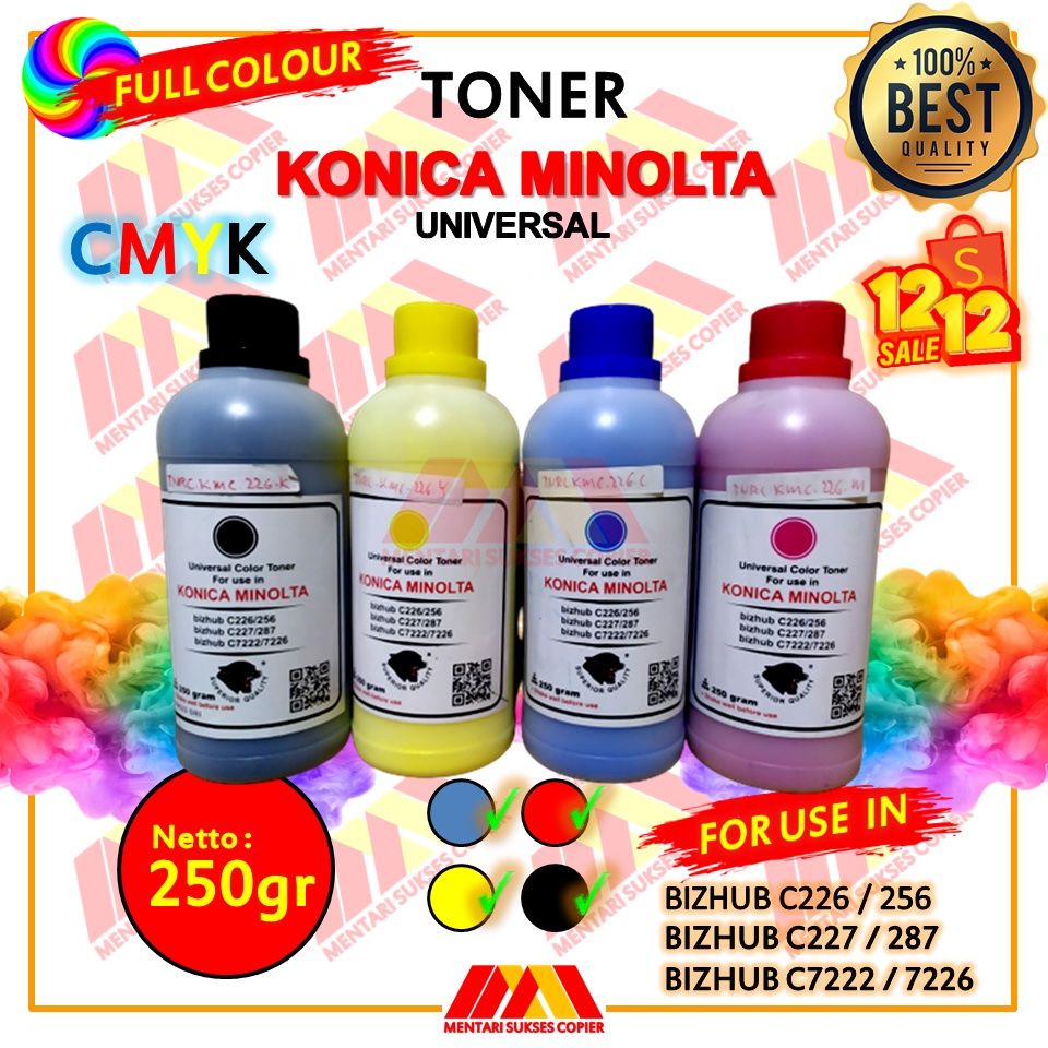 TONER WARNA CMYK KONICA MINOLTA BIZHUB C226 C256 C227 C287 C7222 C7226 250GR TINTA KONIKA COMPATIBLE