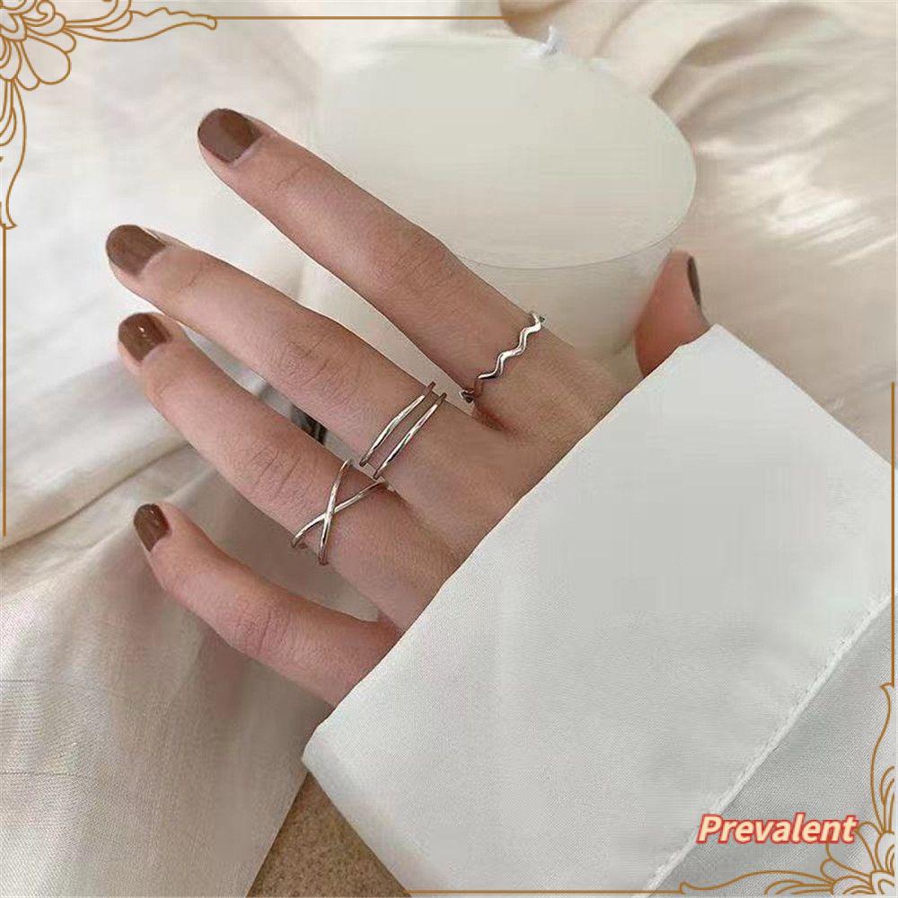 Preva 3PCS/Set Cincin Wanita Set Aksesoris Street Dance Aesthetic Minimalis Trendy