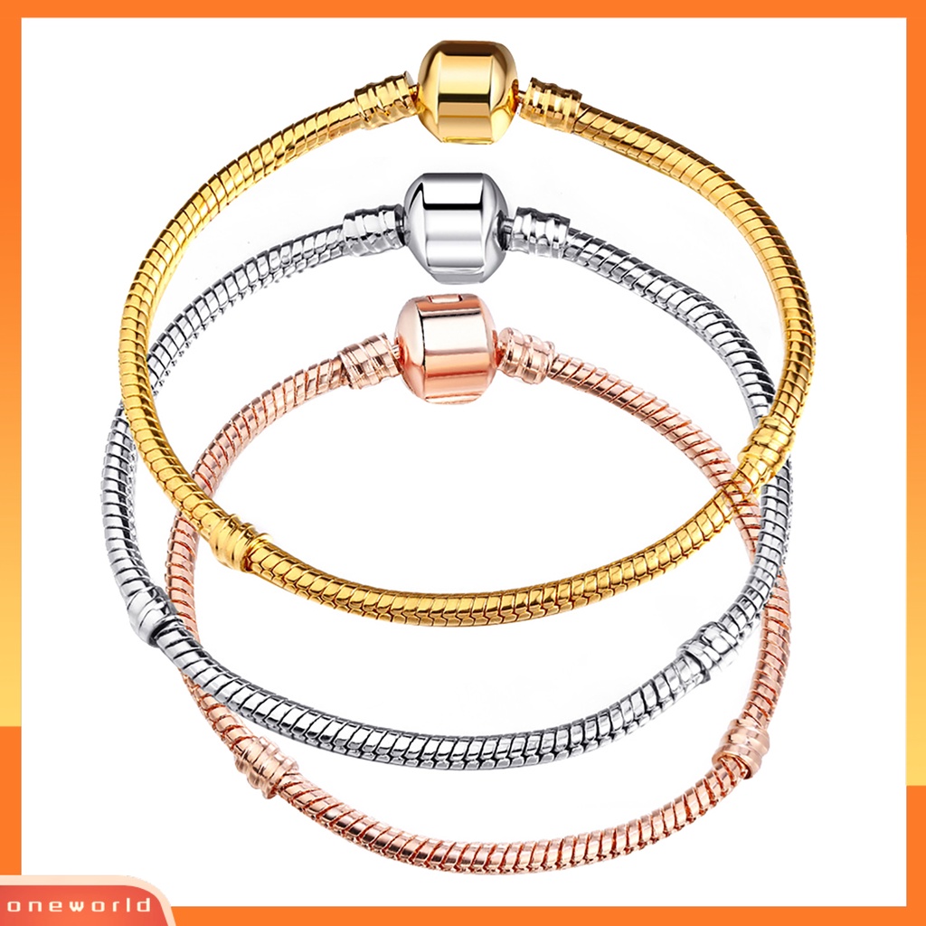 [WONE] Bangle Simple Beaded Snake Chain Women Gelang Pesona Manik-Manik Untuk Kehidupan Sehari-Hari