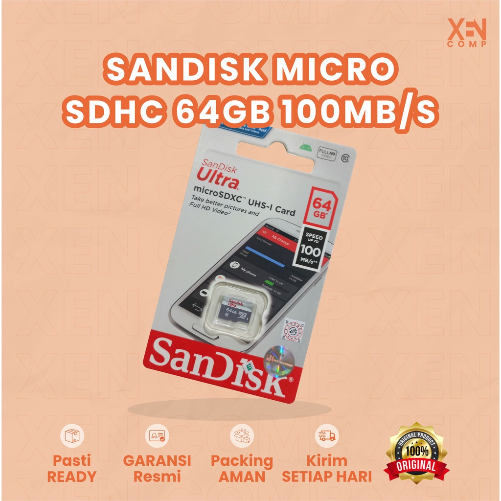 MICRO SD SANDISK 64GB CLASS 10 NA 100Mbps ORIGINAL