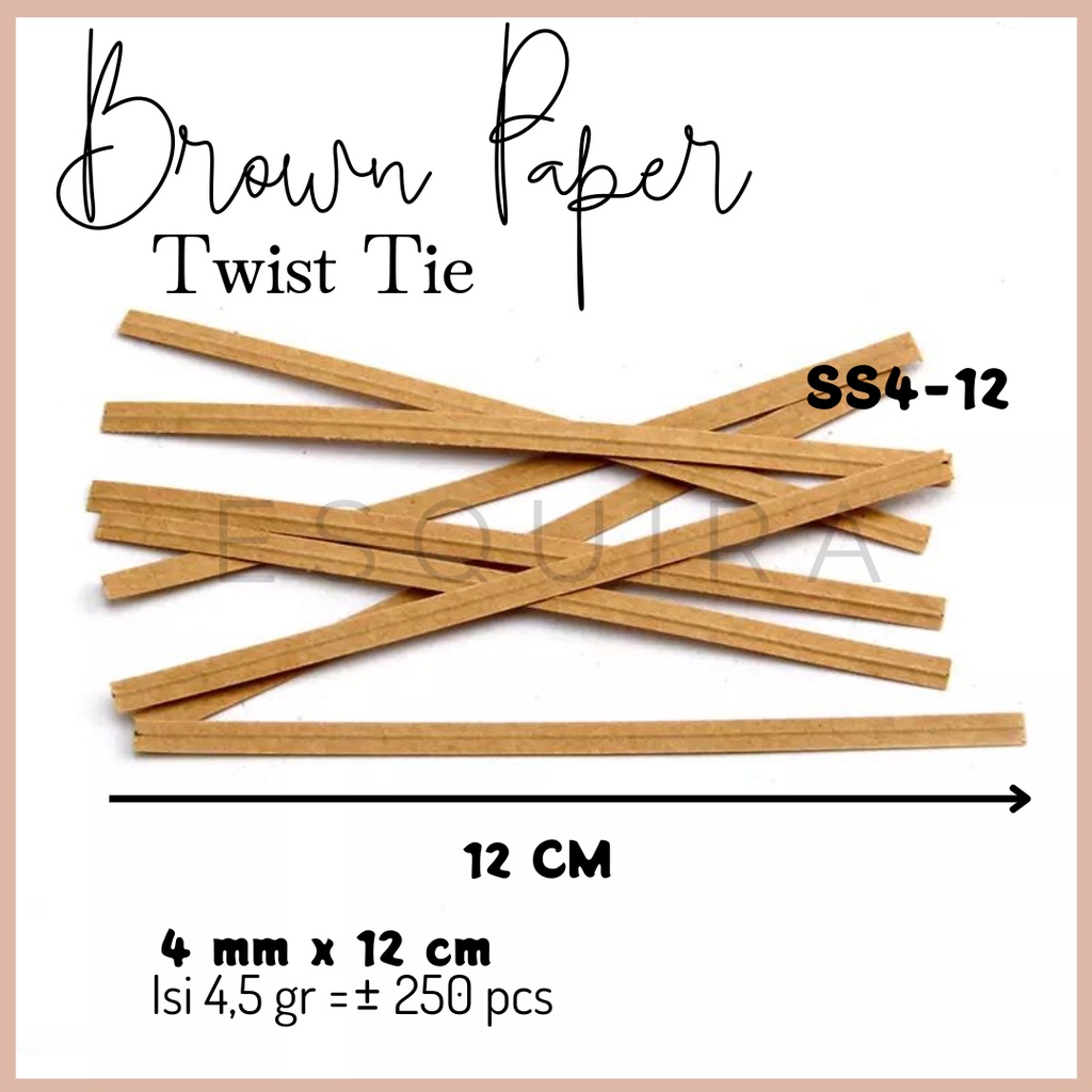 Brown Paper Twist Tie Kawat Pengikat Kemasan Souvenir 4MM 12 CM