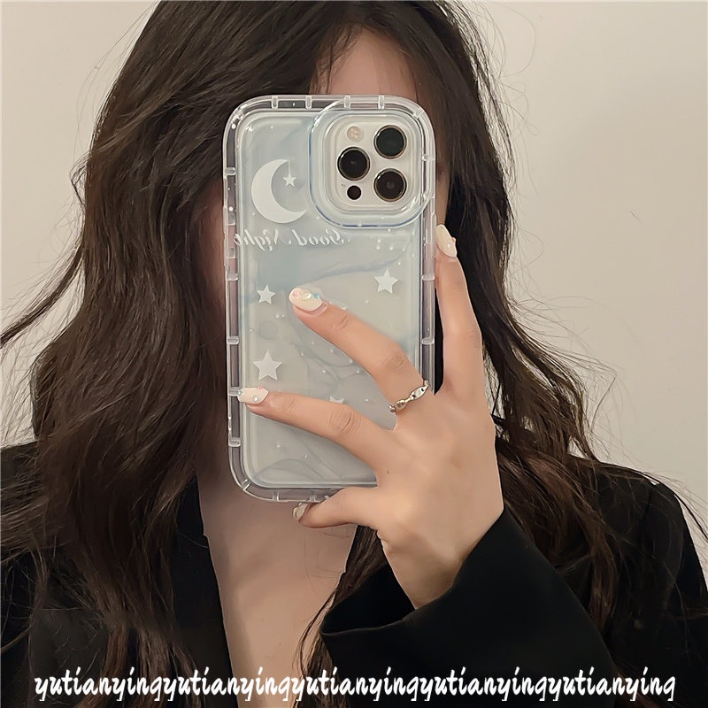 Case Compatible for iPhone 11 7 8 6 6S Plus 14 13 12 Pro Max XR X XS MAX Fantasy Ink Painting Starry Sky Star Moon Airbag Phone Soft TPU Clear Shockproof Back Cover