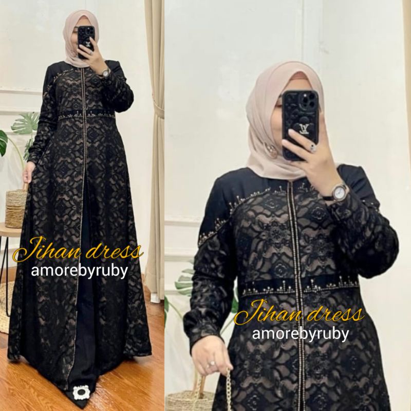 JIHAN DRESS AMORE BY RUBY ORI GAMIS TERBARU DRESS MUSLIM BAHAN BRUKAT BAHAN PRADA BAJU WANITA DRESS 