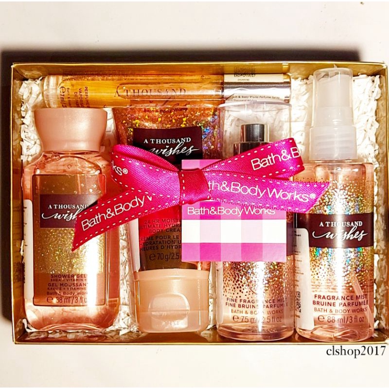 BBW A THOUSAND WISHES ATW BATH &amp; BODY WORKS TRAVELSIZE PAKET VALENTINE'S DAY